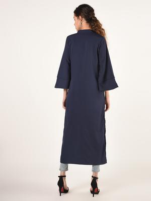 bell sleeves solid straight kurta - 16825160 - Standard Image - 3