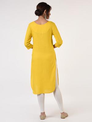 solid straight kurta - 16825173 - Standard Image - 3