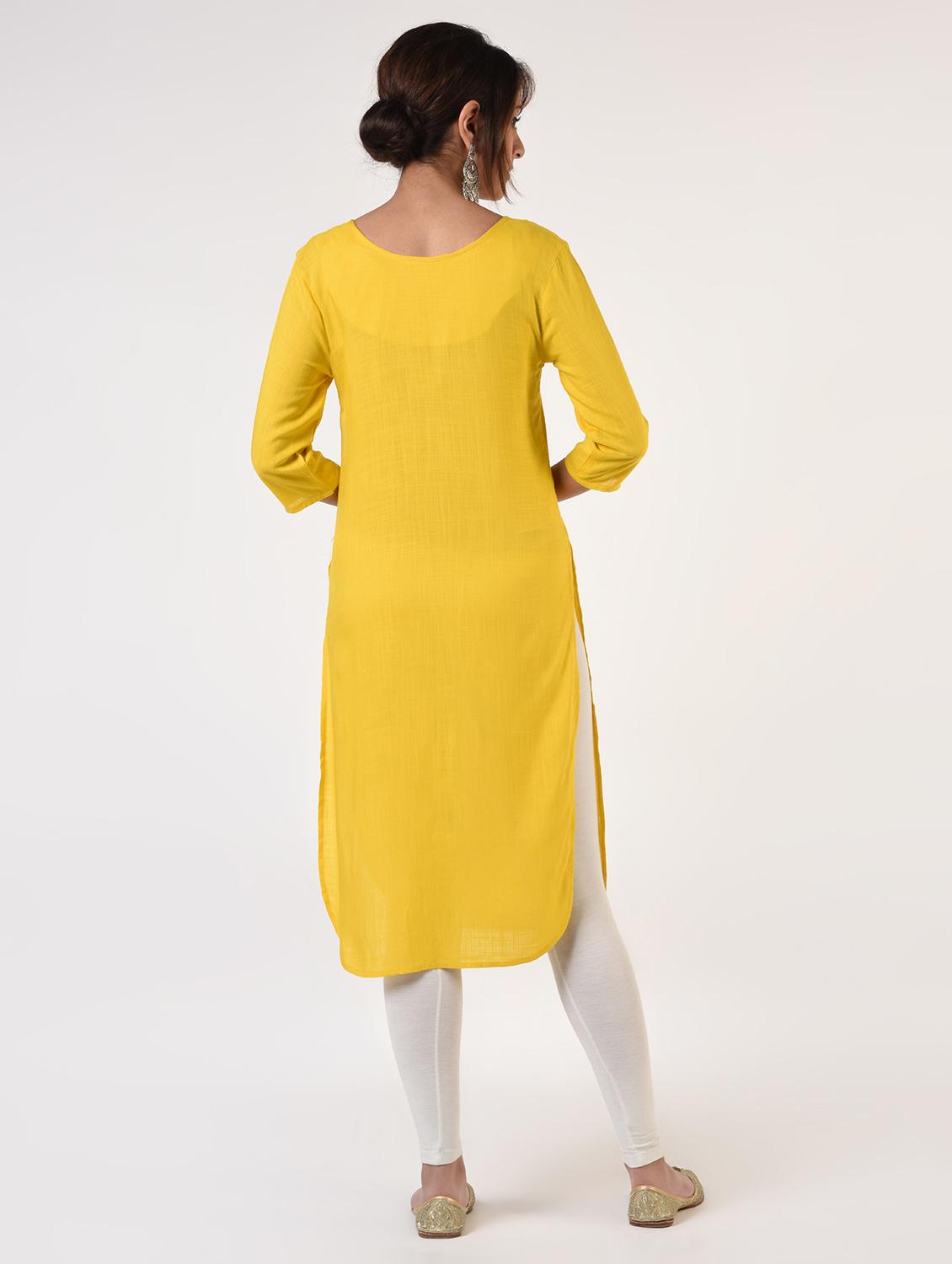 solid straight kurta - 16825173 - Zoom Image - 3