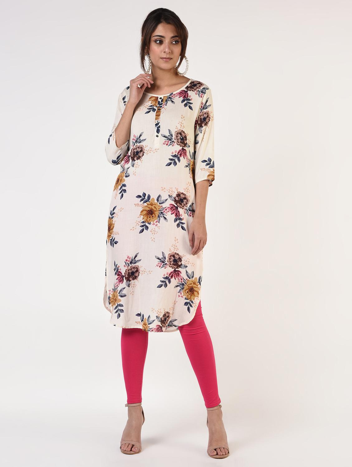 floral straight kurta - 16825174 - Zoom Image - 2