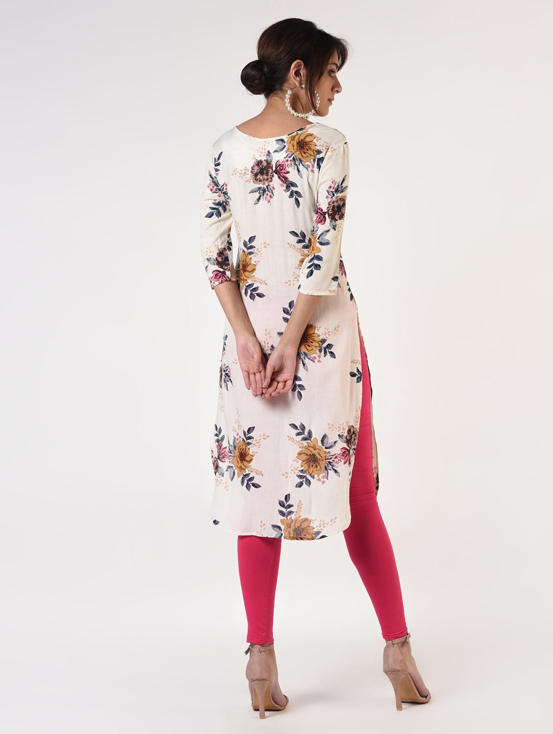 floral straight kurta - 16825174 - Zoom Image - 3