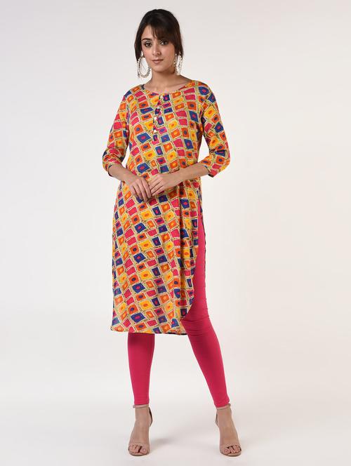 check print straight kurta - 16825175 - Standard Image - 1