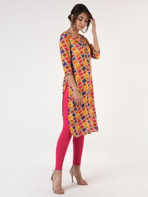 check print straight kurta - 16825175 - Standard Image - 2