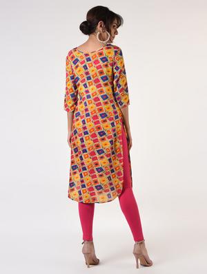 check print straight kurta - 16825175 - Standard Image - 3