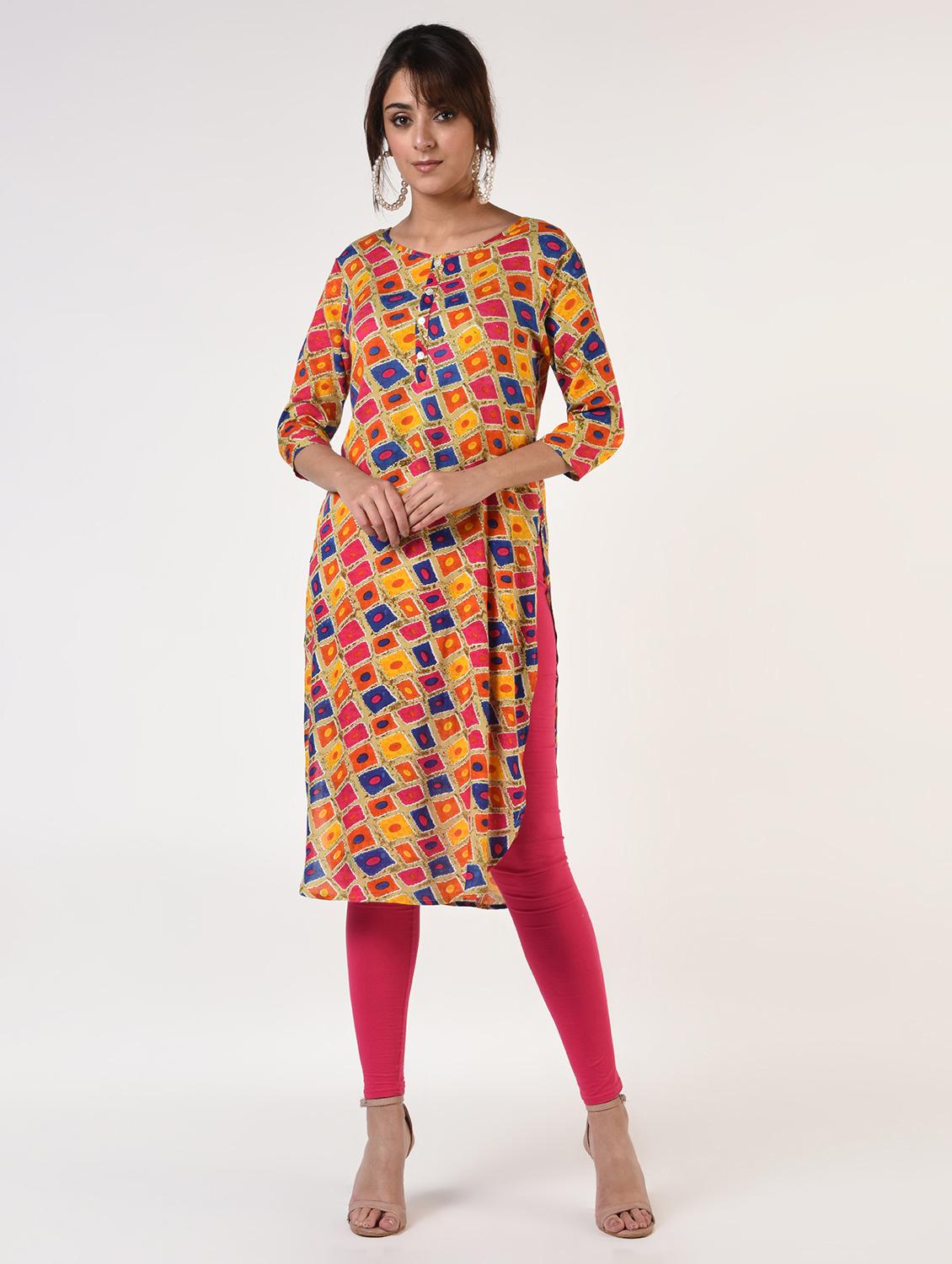 check print straight kurta - 16825175 - Zoom Image - 1