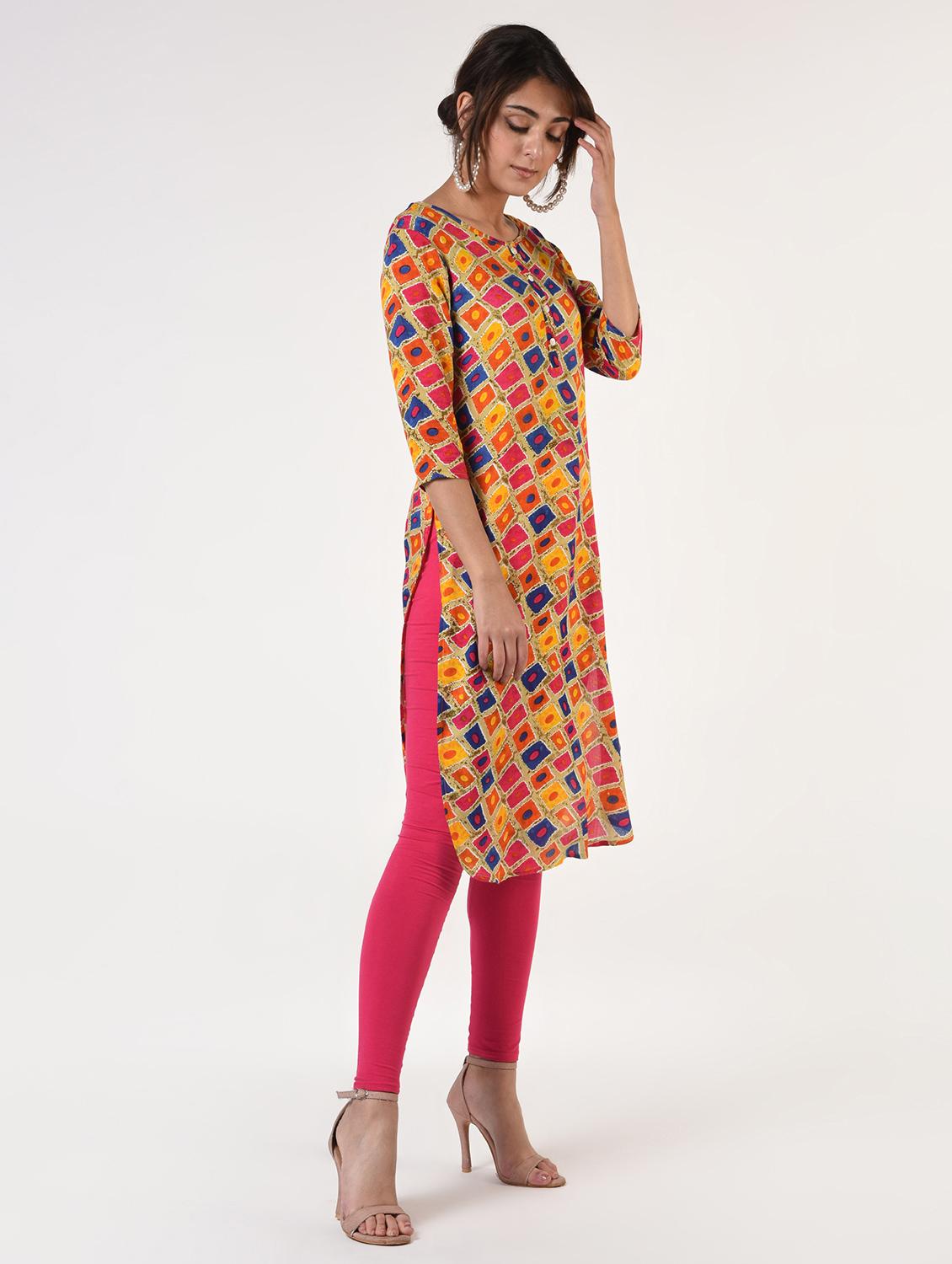 check print straight kurta - 16825175 - Zoom Image - 2