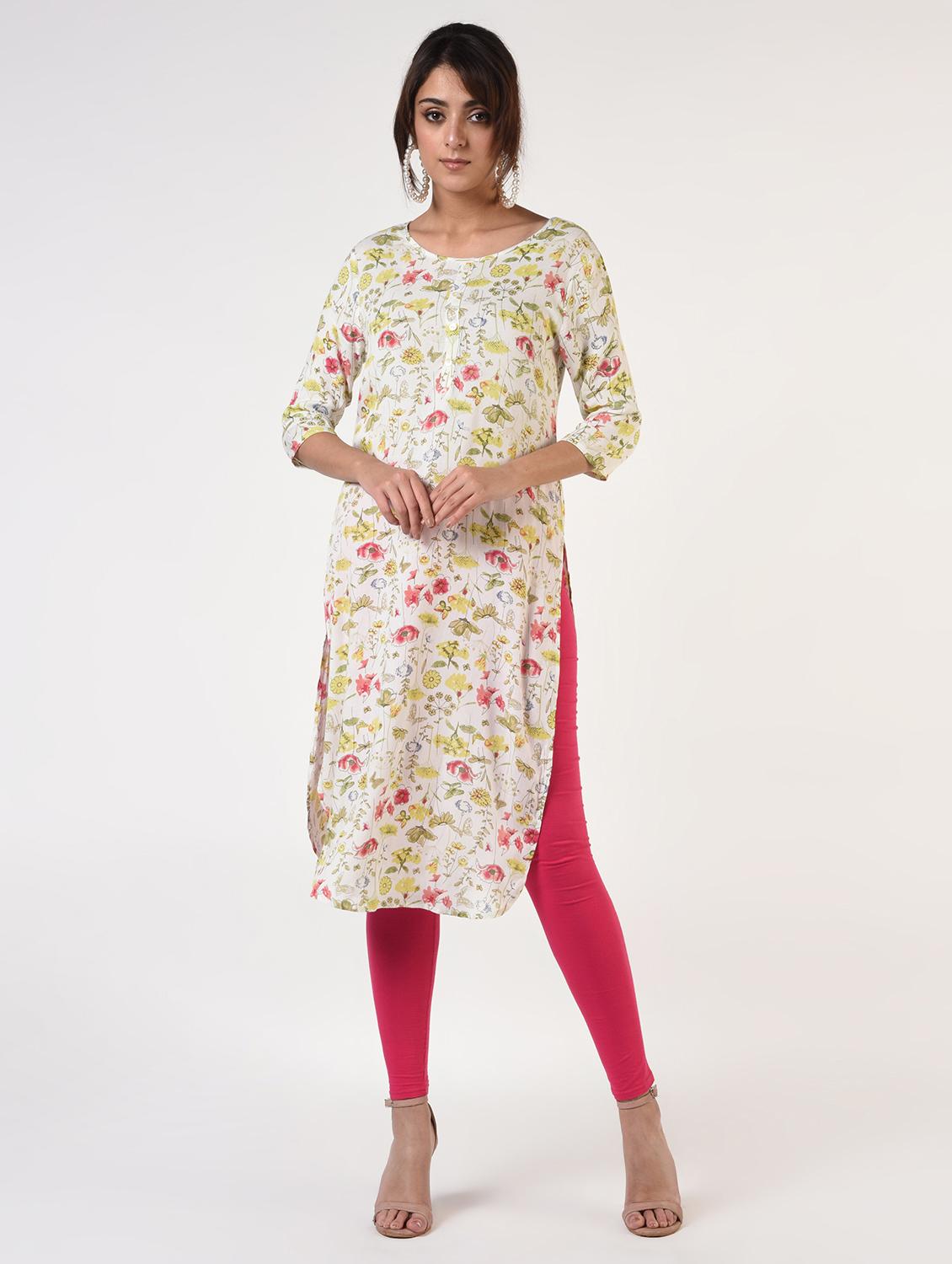 floral straight kurta - 16825176 - Zoom Image - 1