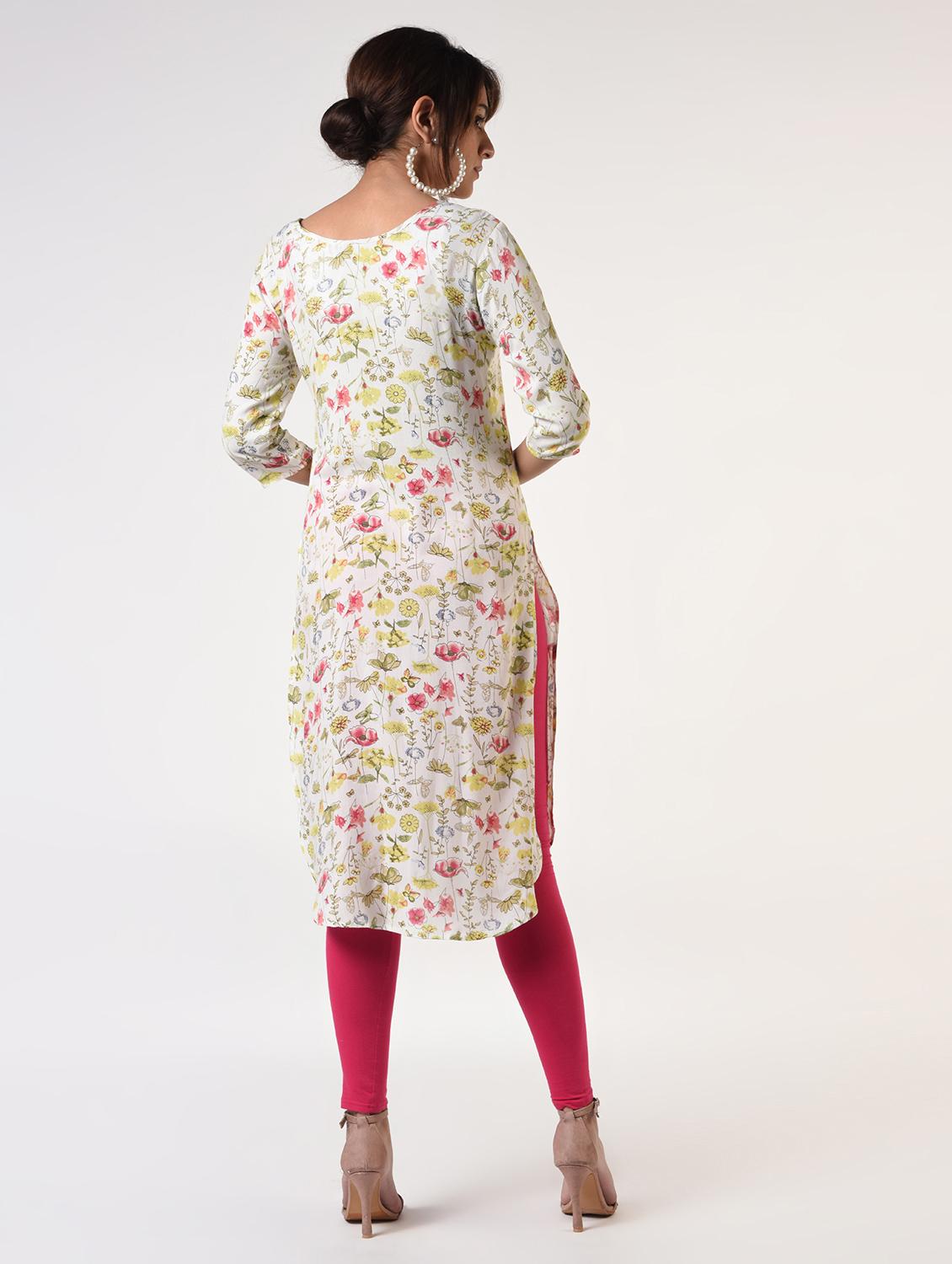 floral straight kurta - 16825176 - Zoom Image - 3