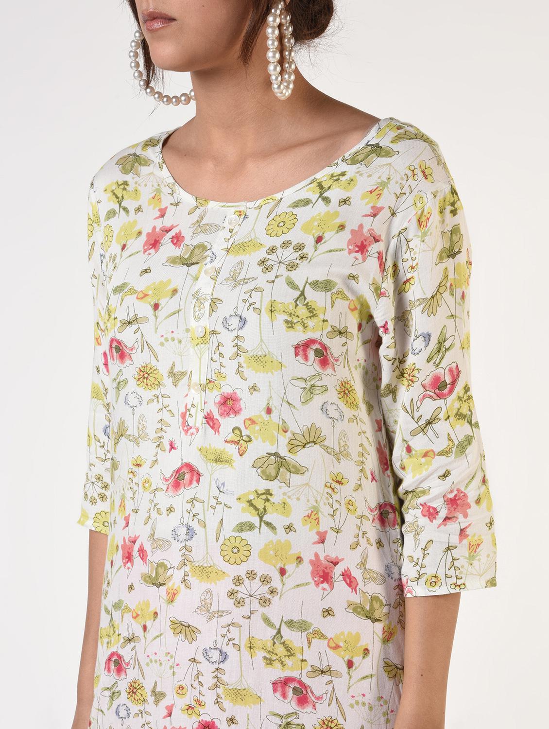 floral straight kurta - 16825176 - Zoom Image - 4