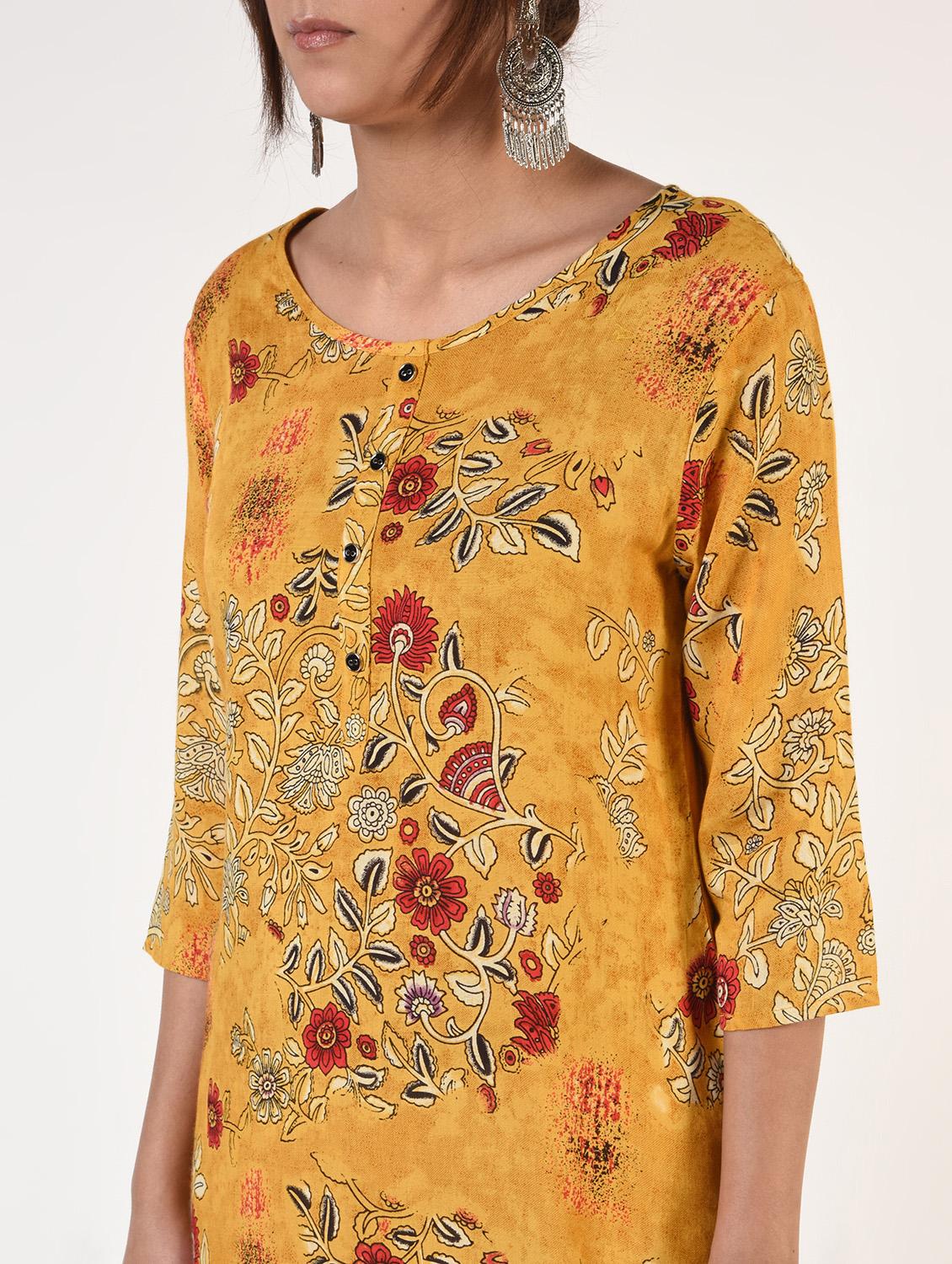 floral straight kurta - 16825177 - Zoom Image - 4