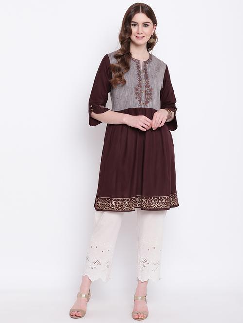 embroidered flared kurta - 16825326 - Standard Image - 1