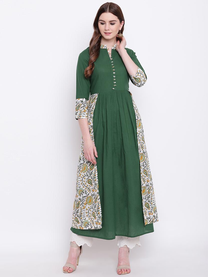 solid flared kurta - 16825334 - Zoom Image - 1