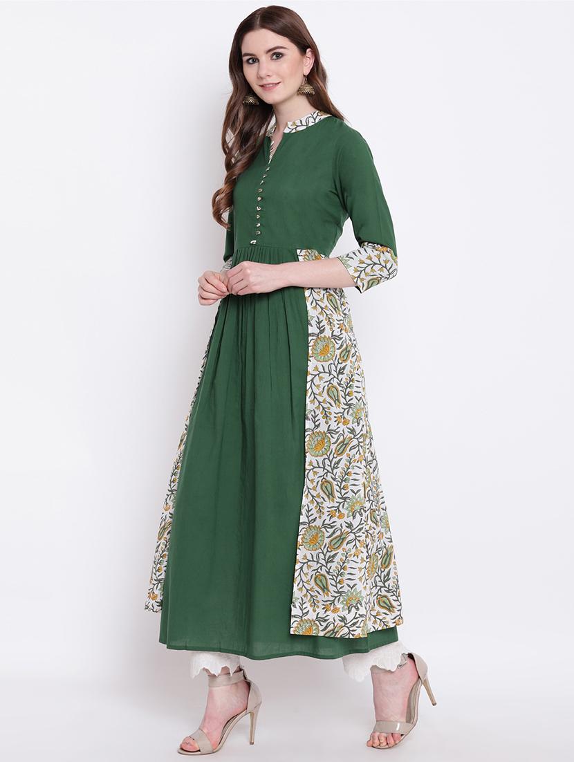 solid flared kurta - 16825334 - Zoom Image - 2