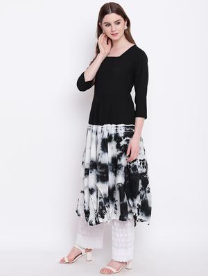 tie & die flared kurta - 16825344 - Standard Image - 2