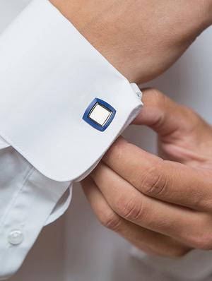 blue metal cufflinks - 16825597 - Standard Image - 2