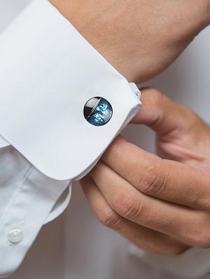 blue metal cufflinks - 16825606 - Standard Image - 2