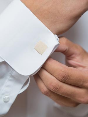 beige metal cufflinks - 16825676 - Standard Image - 2
