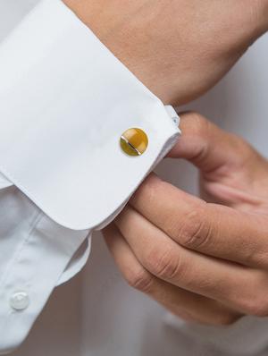 yellow metal cufflinks - 16825678 - Standard Image - 2