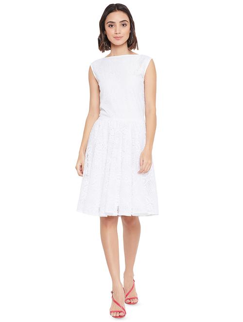 boat neck laced layered dress - 16826087 - Standard Image - 1