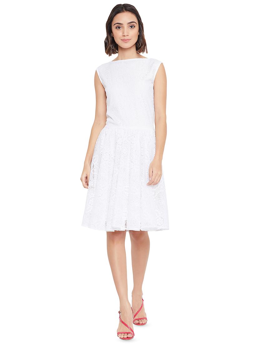 boat neck laced layered dress - 16826087 - Zoom Image - 1