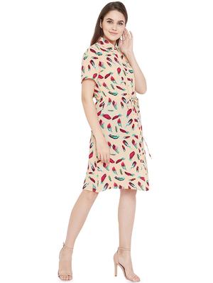 tie front button up a-line dress - 16826092 - Standard Image - 2