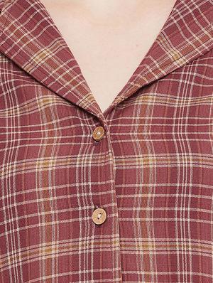 gathered detail checkered a-line dress - 16826093 - Standard Image - 5
