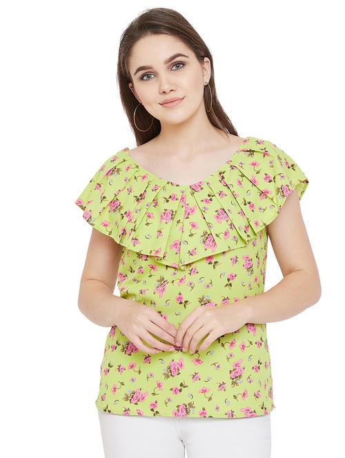 pleated off shoulder floral top - 16826097 - Standard Image - 1