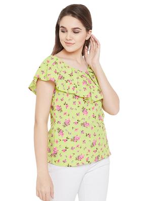 pleated off shoulder floral top - 16826097 - Standard Image - 2