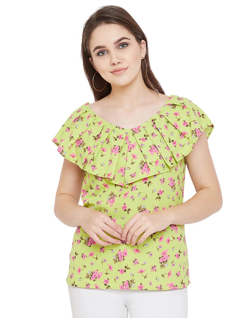 pleated off shoulder floral top - 16826097 - Zoom Image - 1