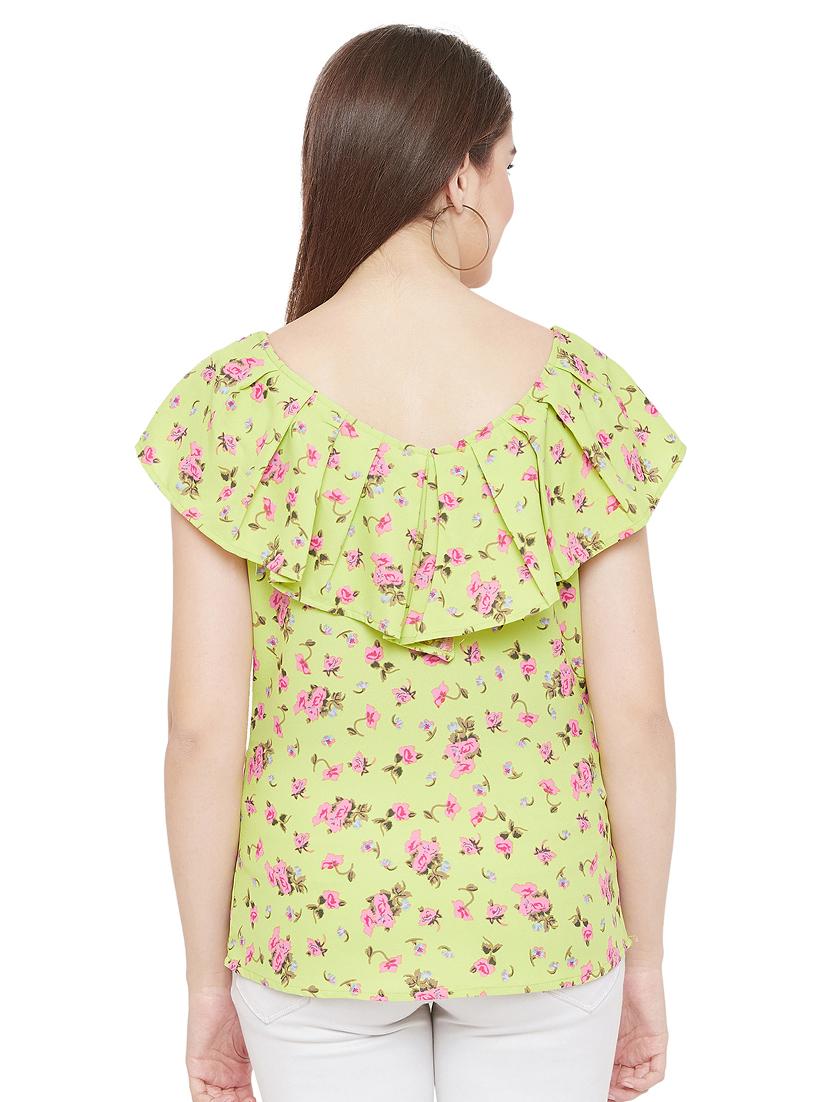 pleated off shoulder floral top - 16826097 - Zoom Image - 3