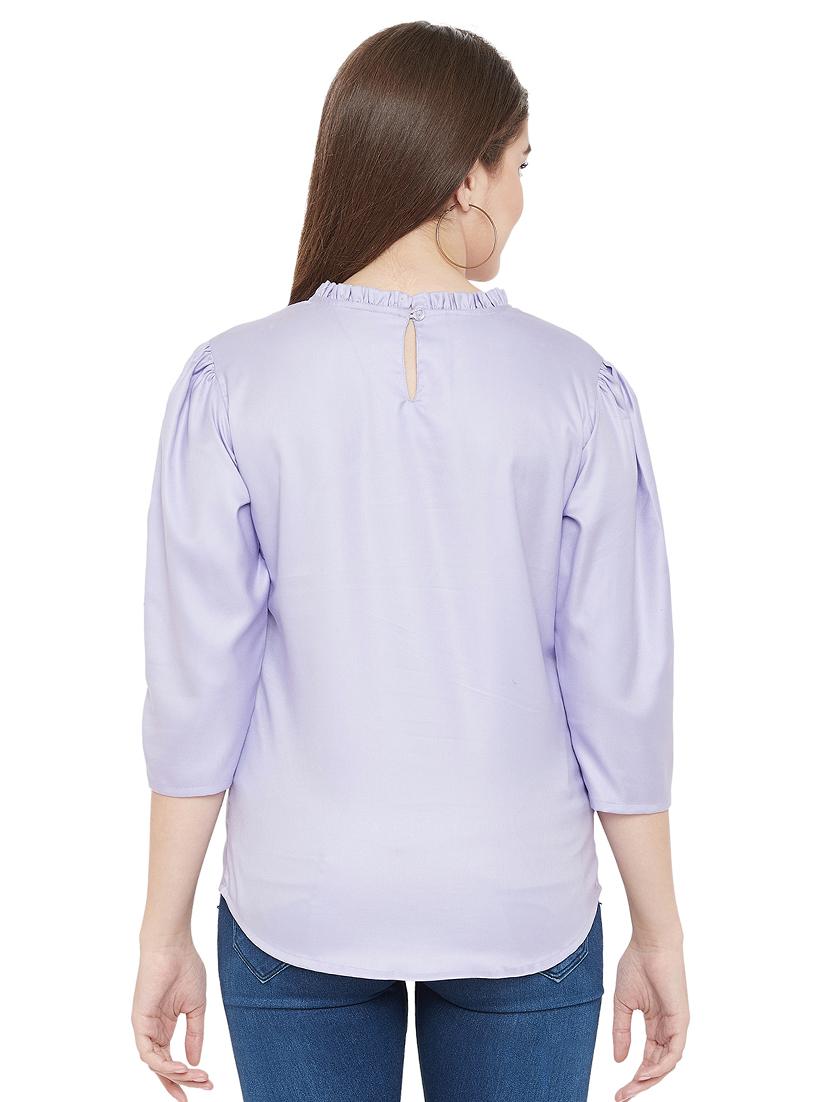 embroidered detail frill trim top - 16826101 - Zoom Image - 3