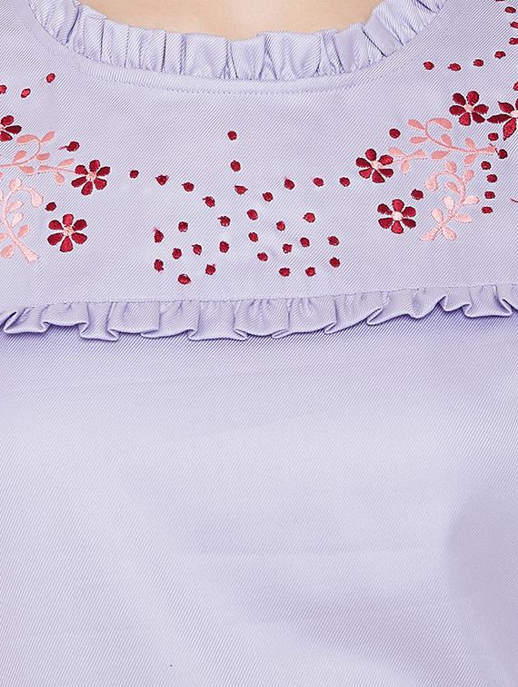 embroidered detail frill trim top - 16826101 - Zoom Image - 5