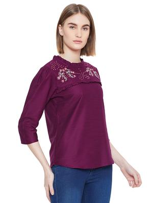 embroidered detail frill trim top - 16826102 - Standard Image - 2