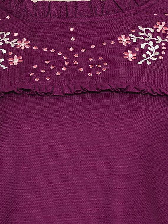 embroidered detail frill trim top - 16826102 - Zoom Image - 5