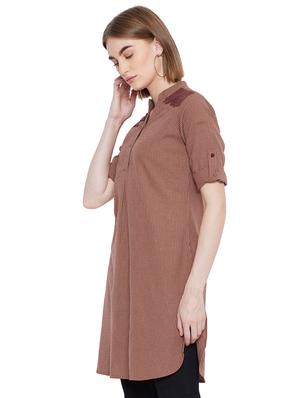 curved hem gingham tunic - 16826105 - Standard Image - 2