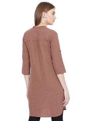 curved hem gingham tunic - 16826105 - Standard Image - 3