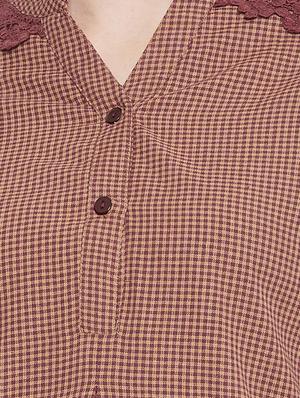 curved hem gingham tunic - 16826105 - Standard Image - 5