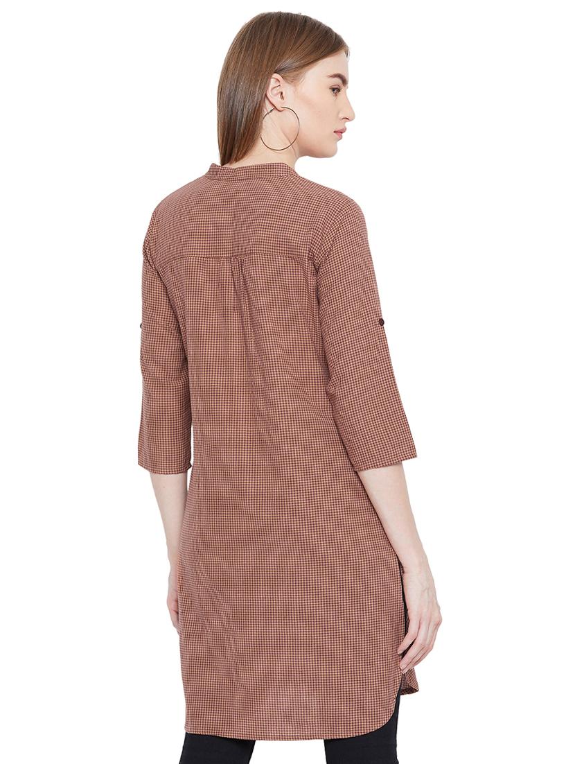 curved hem gingham tunic - 16826105 - Zoom Image - 3