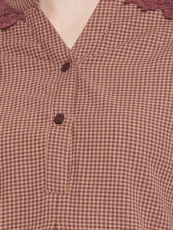 curved hem gingham tunic - 16826105 - Zoom Image - 5