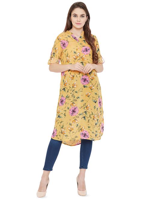mandarin neck floral tunic - 16826106 - Standard Image - 1