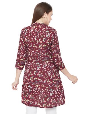 mandarin neck floral high-low tunic - 16826107 - Standard Image - 3