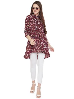 mandarin neck floral high-low tunic - 16826107 - Standard Image - 4