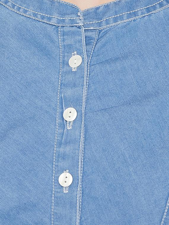 mandarin neck denim tunic - 16826110 - Zoom Image - 5