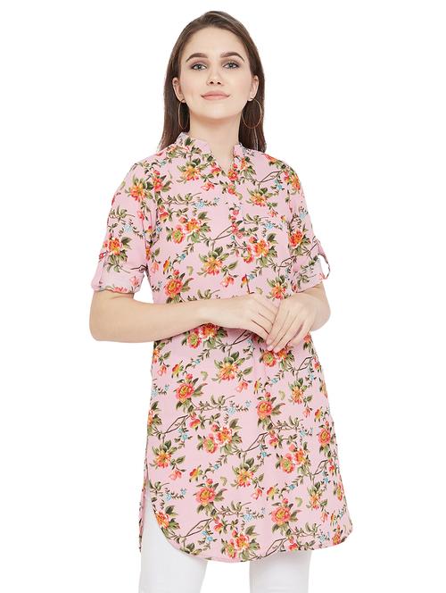 mandarin neck floral tunic - 16826118 - Standard Image - 1