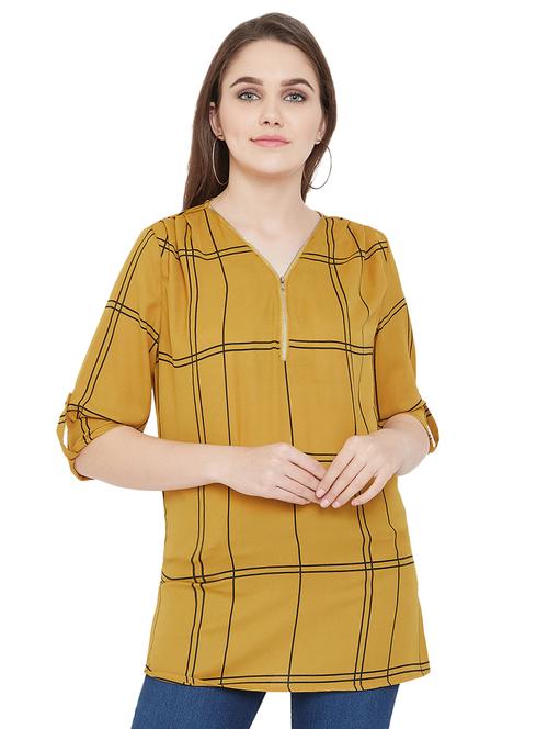 zipper detail checkered tunic - 16826125 - Standard Image - 1