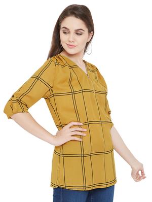 zipper detail checkered tunic - 16826125 - Standard Image - 2