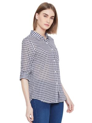 curved hem gingham shirt - 16826128 - Standard Image - 2