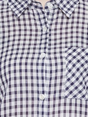 curved hem gingham shirt - 16826128 - Standard Image - 5