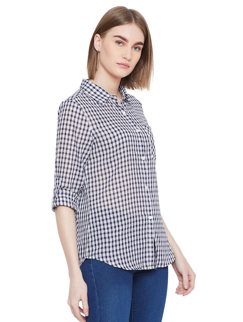 curved hem gingham shirt - 16826128 - Zoom Image - 2