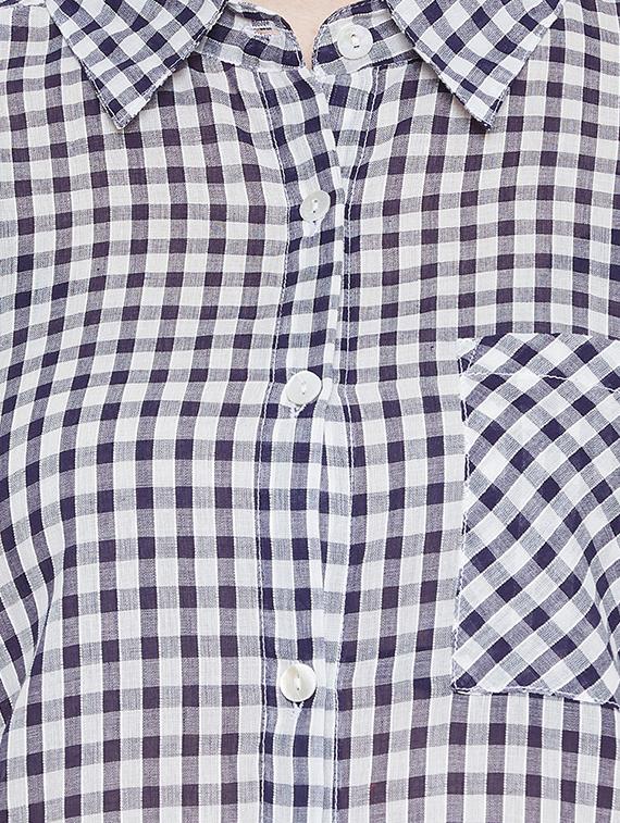 curved hem gingham shirt - 16826128 - Zoom Image - 5